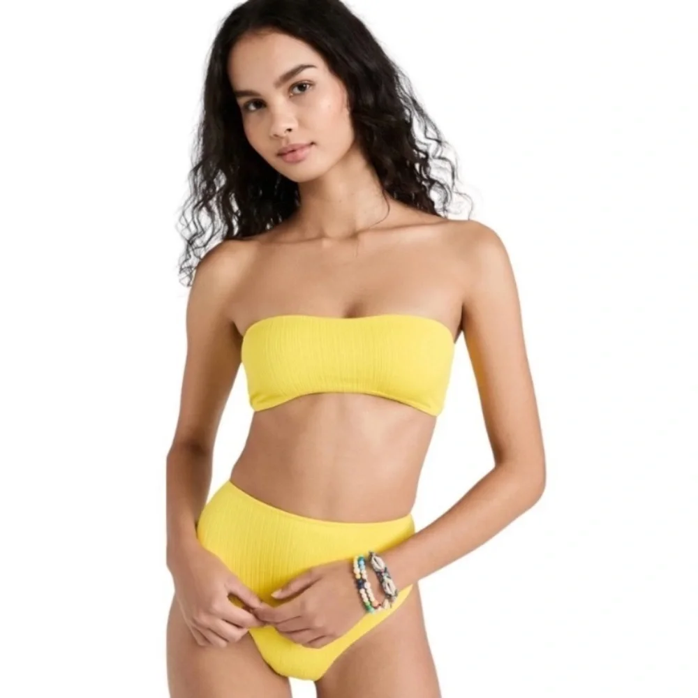 New! Frankie’s Bikini’s *flaw* jean plisse bandeau top strapless 1082